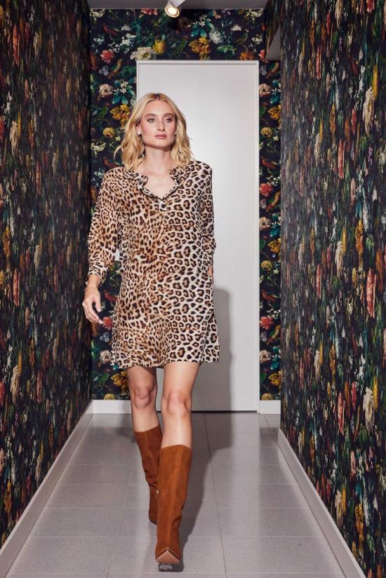  린제이 니콜라스 뉴욕 숏 원피스 린지 니콜라스 뉴욕 실크 셔츠 드레스 레오파드
