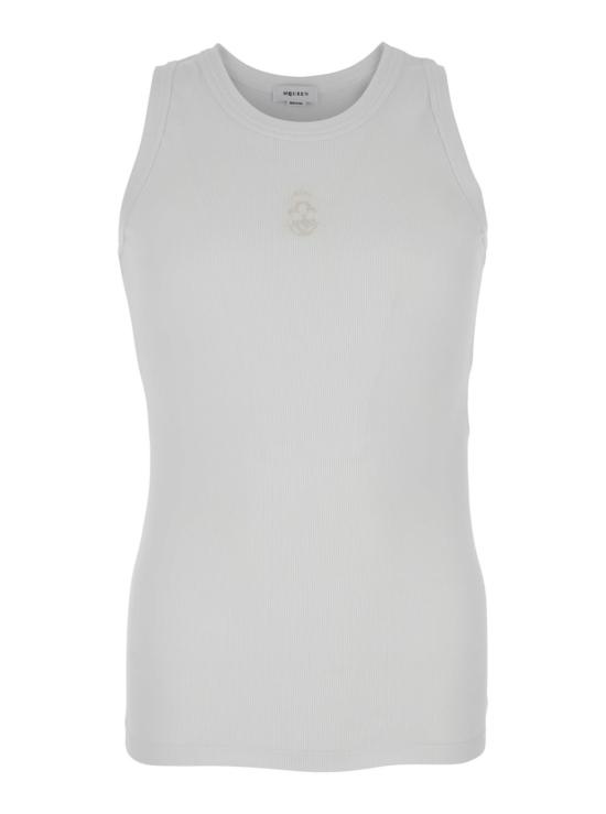  알렉산더 맥퀸 민소매 티셔츠 , 거꾸로 된 해골 자수 화이트