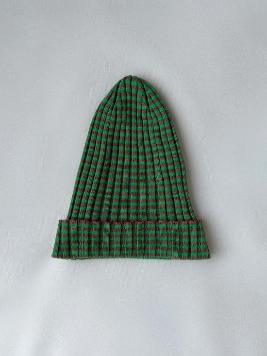  올리비아 라티노비치 모자 니트 스트라이프  브라운/그린