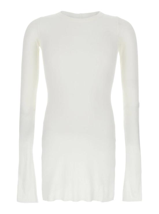  릭 오웬스 탑 라운드넥 골지 비스코스 실크 혼방 티셔츠 화이트