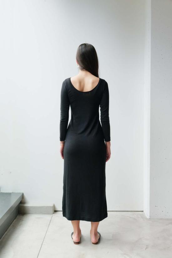  앳 던 롱 원피스 새벽에. 실크 긴팔 드레스 - AT DAWN.