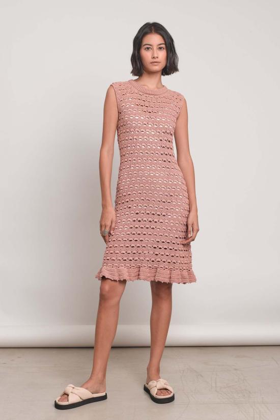  일레븐 식스 숏 원피스 니트 레미 크로셰 드레스