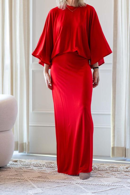  House of Dagmar 롱 스커트 하우스 오브 다그마 저지 맥시 스커트 레드 - OTHER BRANDS