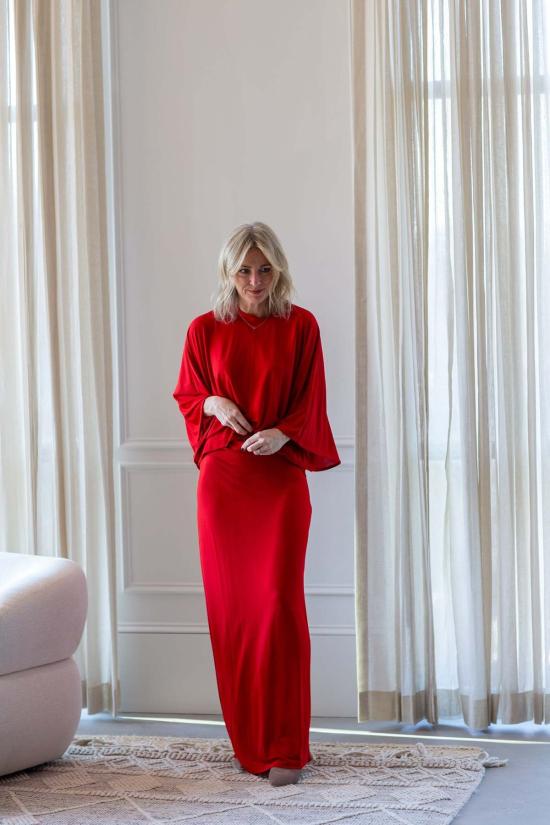  하우스 오브 다그마르 롱 스커트 하우스 오브 다그마 저지 맥시 스커트 레드 - HOUSE OF DAGMAR