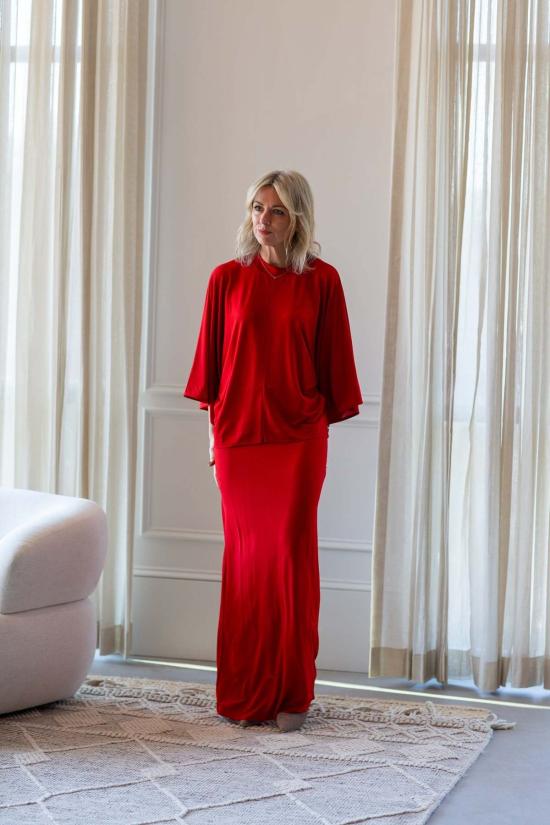  하우스 오브 다그마르 롱 스커트 하우스 오브 다그마 저지 맥시 스커트 레드 - HOUSE OF DAGMAR