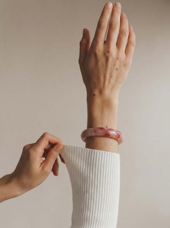  seree 커프스 링크/타이 홀더 세리 피치 블로섬 핑크 제이드 스톤 뱅글 핑크 - OTHER BRANDS