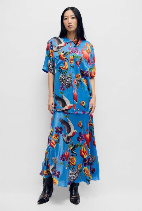  실크 런드리 롱 스커트 롱 바이어스컷 스커트 디어빌러브드 미라지