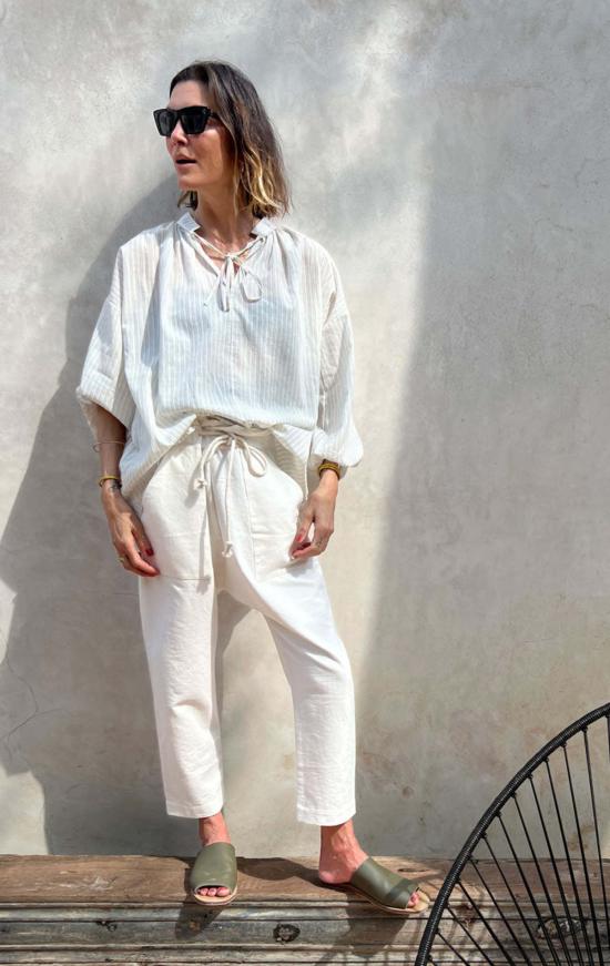  투 스트레이트 팬츠 카디 페이퍼백 팬츠 화이트 2개 - TWO