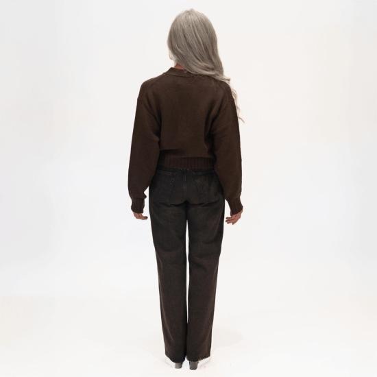  얼루드 가디건 알루드 V넥 크롭  에보니 - ALLUDE