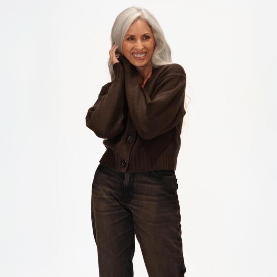  얼루드 가디건 알루드 V넥 크롭  에보니