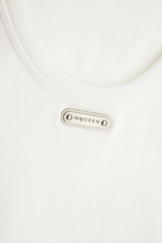  알렉산더 맥퀸 블라우스 코튼 탑 옵티컬 화이트 - ALEXANDER MCQUEEN