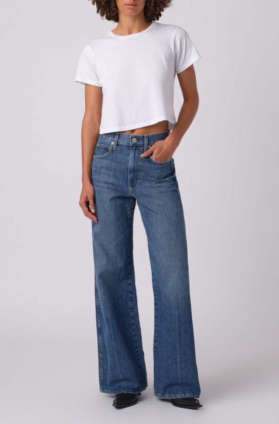  아모 데님 데님 팬츠 프리다 와이드 레그 진 애드미어