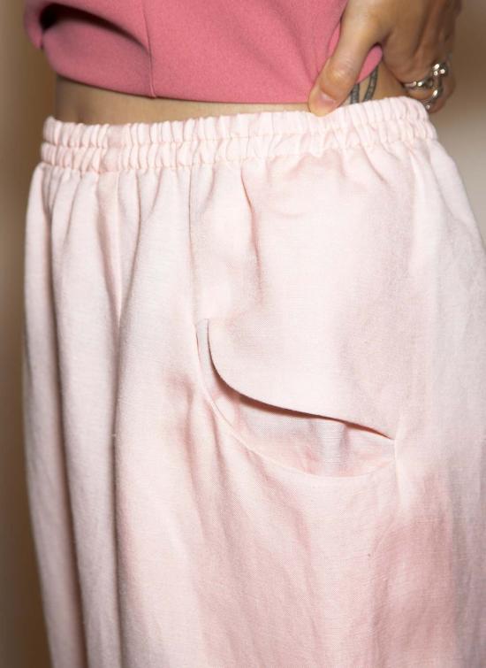  KAAREM 스트레이트 팬츠 카렘 이즈 테이퍼드 린넨 포켓 팬츠 라이트 핑크 - OTHER BRANDS