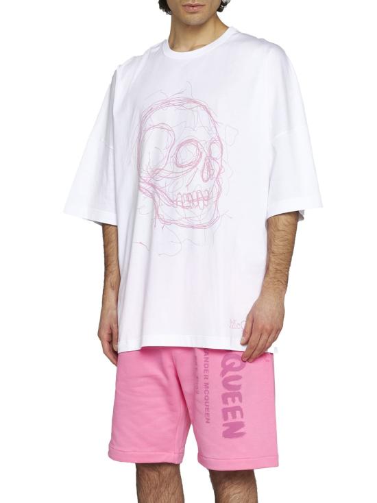  알렉산더 맥퀸 숏팬츠 버뮤다 쇼츠, 그래피티 로고 프린트, 슈가 핑크 믹스 - ALEXANDER MCQUEEN