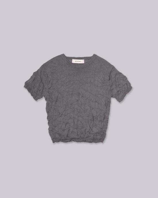  사야카 다비스 뉴욕 반팔 티셔츠 사야카 데이비스 뉴욕 크링클드 쁘띠 니트 티셔츠 스틸 - SAYAKA DAVIS NEW YORK