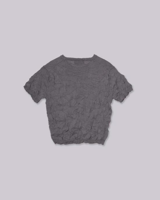  사야카 다비스 뉴욕 반팔 티셔츠 사야카 데이비스 뉴욕 크링클드 쁘띠 니트 티셔츠 스틸 - SAYAKA DAVIS NEW YORK