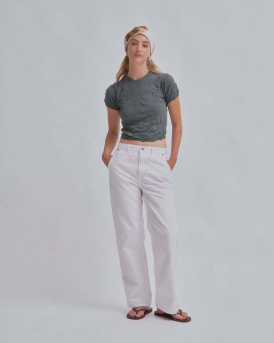  사야카 다비스 뉴욕 반팔 티셔츠 사야카 데이비스 뉴욕 크링클드 쁘띠 니트 티셔츠 스틸 - SAYAKA DAVIS NEW YORK