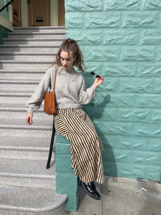  Happy French Gang 롱 스커트 해피 프렌치 갱 틸다  블랙 & 카멜 - OTHER BRANDS