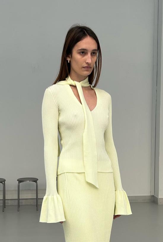  SAEMDI 블라우스 샘디 써니 스카프 탑 연노랑 - OTHER BRANDS