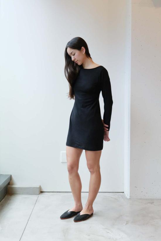  at Dawn. 숏 원피스 새벽에. 실크 롱 드레스 블랙 - OTHER BRANDS