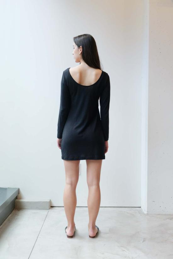  at Dawn. 숏 원피스 새벽에. 실크 롱 드레스 블랙 - OTHER BRANDS