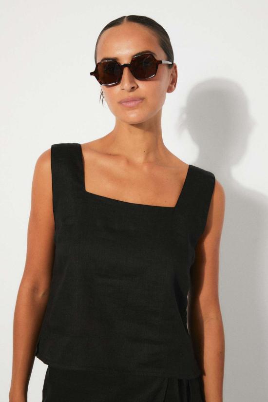  리타 민소매 티셔츠 로우 오로라 탱크탑 블랙