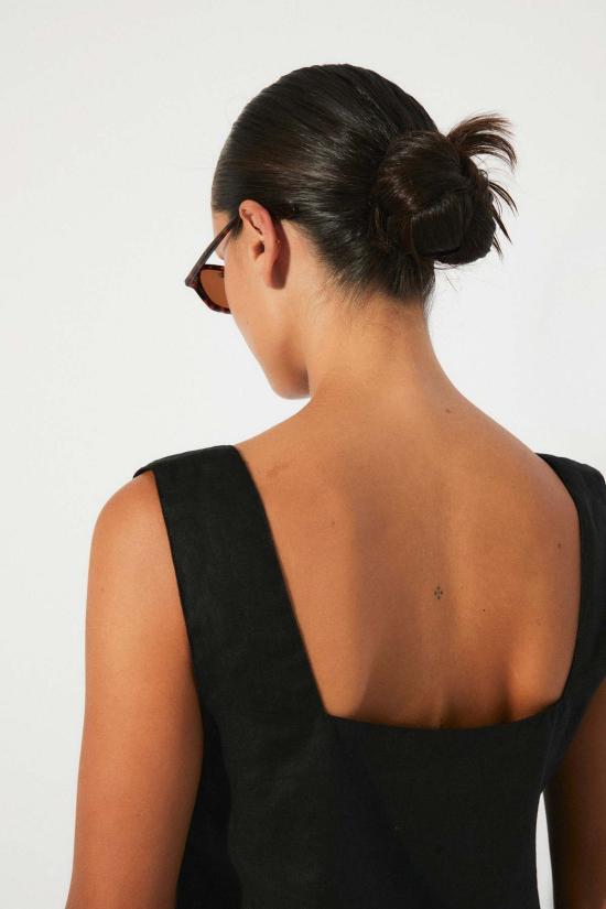  리타 민소매 티셔츠 로우 오로라 탱크탑 블랙 - RITA