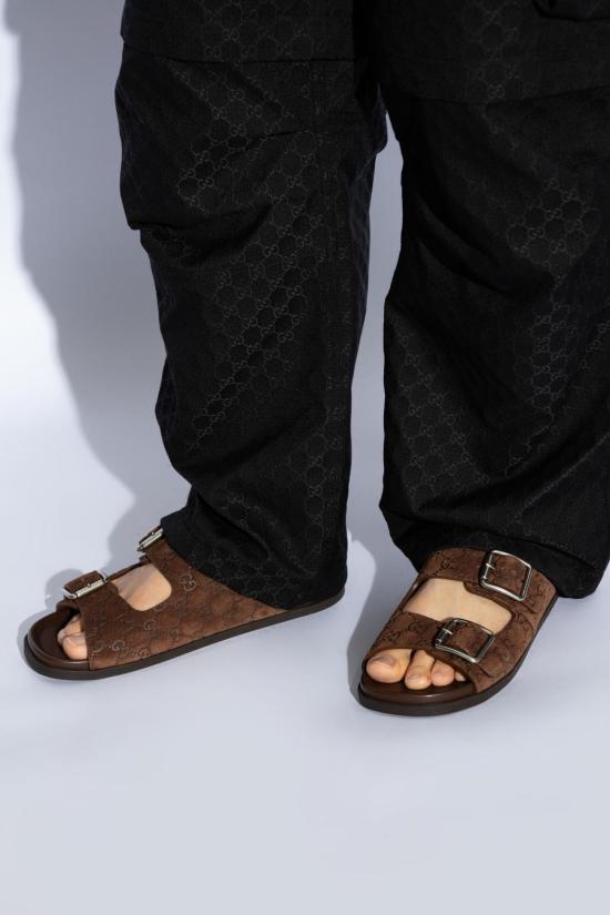  구찌 뮬/슬리퍼 스웨이드 슬라이드 브라운 - GUCCI