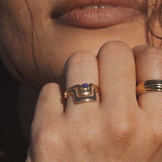  린지 루이스 반지 그랜드 링 골드/블루 - LINDSAY LEWIS