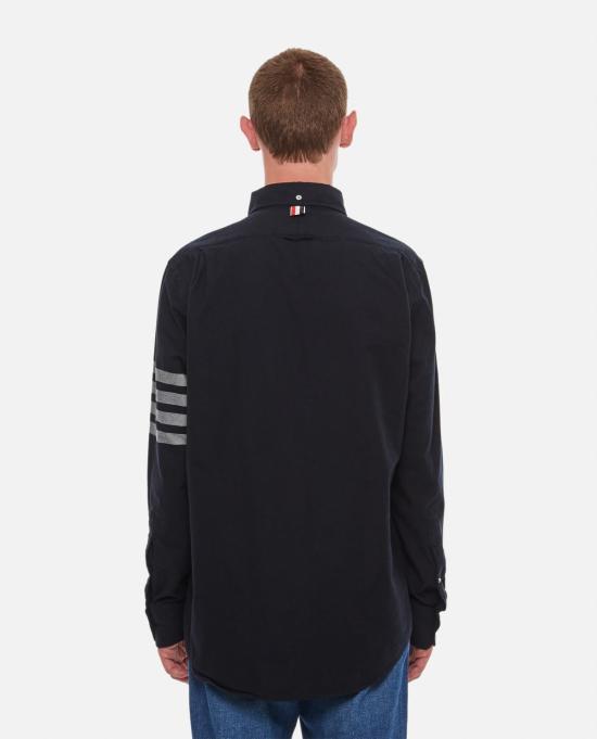  톰브라운 긴팔 셔츠 톰 브라운 스트레이트 핏  (톤온톤 4바 프린트, 플란넬 블루) - THOM BROWNE