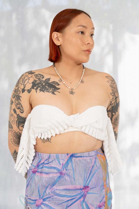  레나타 브레나 민소매 티셔츠 레나타 브레냐 토네이도 스트랩리스 브라탑 오프 화이트 - RENATA BRENHA