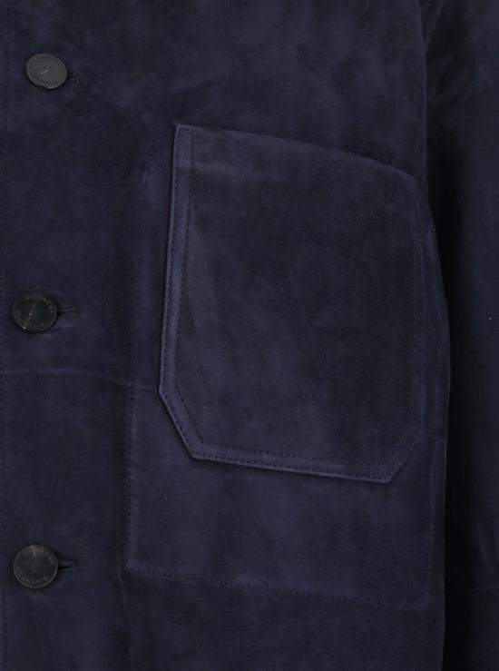  지방시 자켓 블루 스웨이드 재킷 (클래식 칼라 및 앞주머니 포함) - GIVENCHY