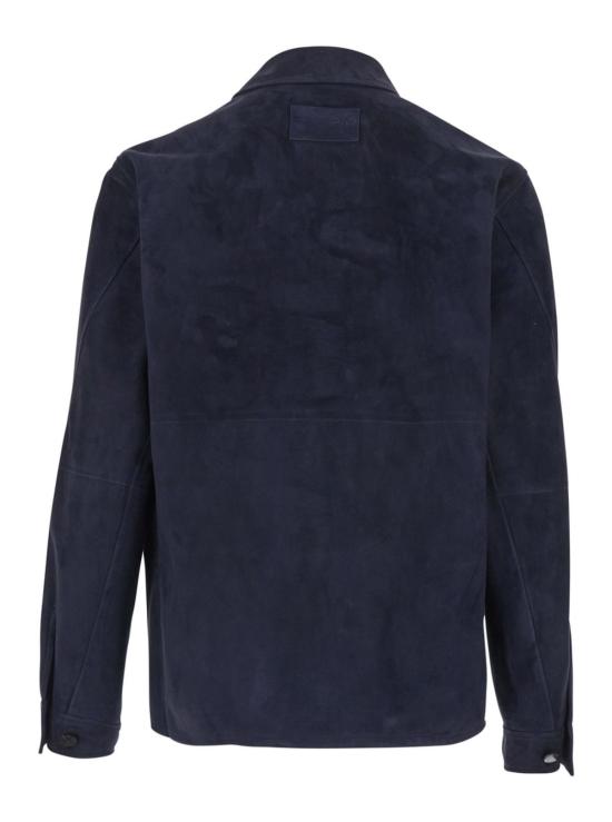  지방시 자켓 블루 스웨이드 재킷 (클래식 칼라 및 앞주머니 포함) - GIVENCHY