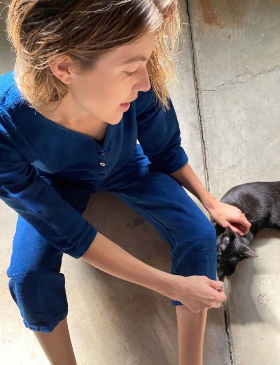  해피 프렌치 갱 점프수트 Happyfrenchgang 텍스처드  인디고 - HAPPY FRENCH GANG