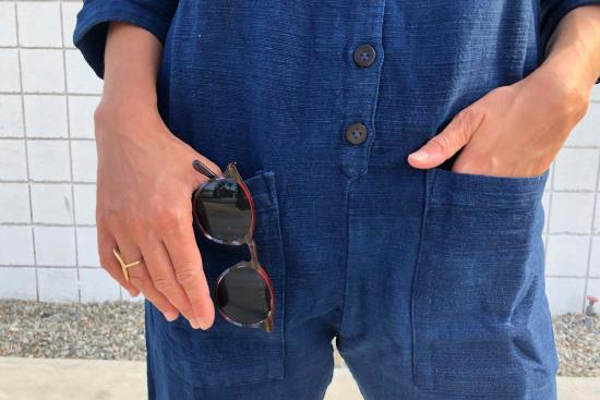  해피 프렌치 갱 점프수트 Happyfrenchgang 텍스처드  인디고 - HAPPY FRENCH GANG