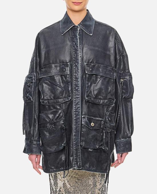  디 아티코 코트 아티코 매트 코팅 캔버스 봄버 재킷 블랙