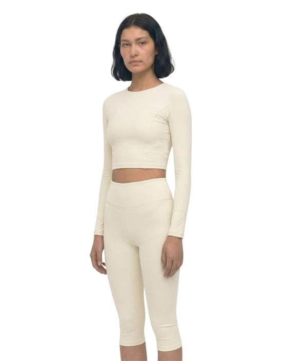  hauslabel 긴팔 티셔츠 하우스라벨 롱 슬리브 크롭 탑 오바리오 - HAUSLABEL