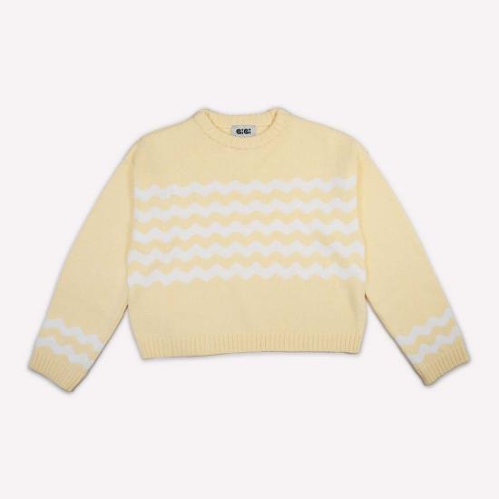  지지 니트웨어 스웨터 웨이브 스트라이프 코튼 - GIGI KNITWEAR