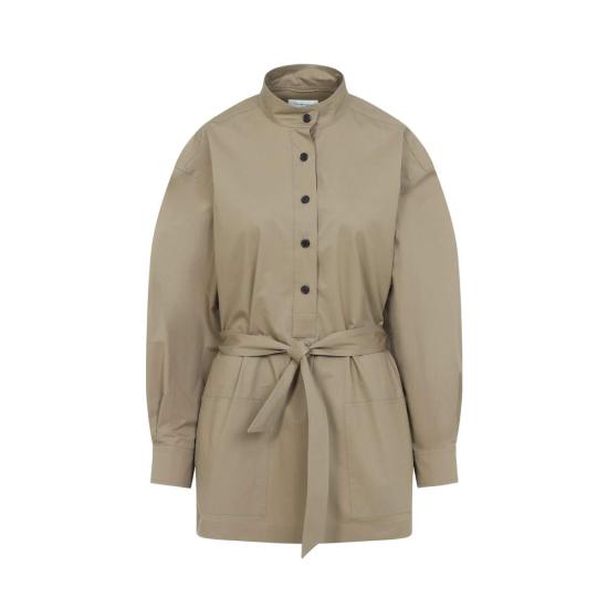  생로랑 블라우스 Saint Laurent 카멜 포플린  세이블 무이유 - SAINT LAURENT