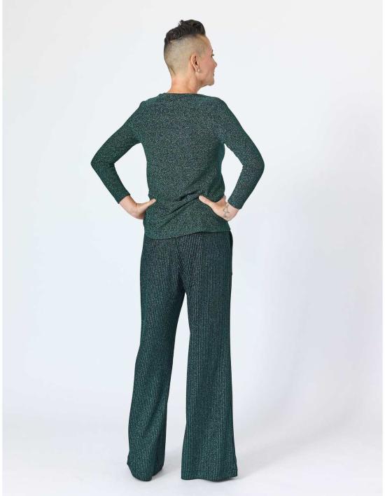  Lindsay Nicholas New York 블라우스 린지 니콜라스 뉴욕 디스코 글리터 브레이슬릿 슬리브 탑 에메랄드 - OTHER BRANDS