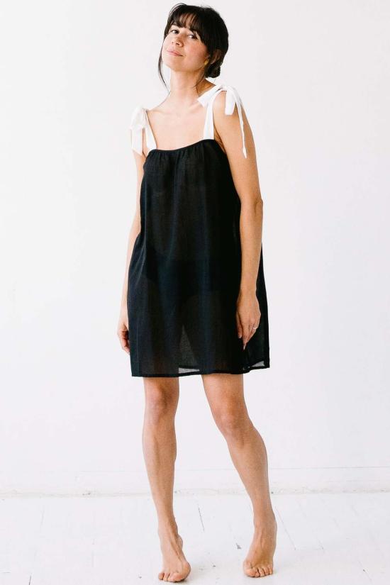  살루아 란제리 숏 원피스 Salua 란제리 타이 스트랩 코튼 베이비돌 - SALUA LINGERIE