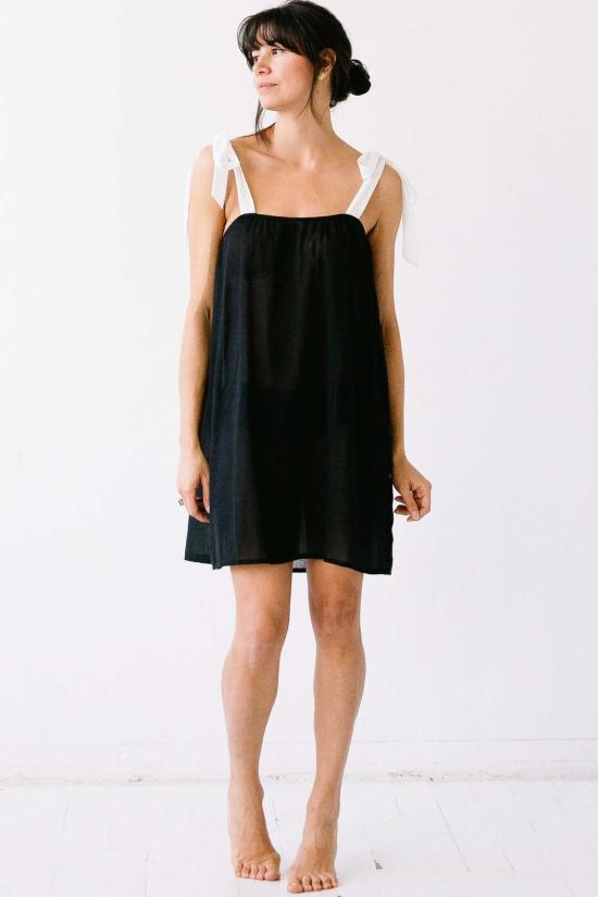  살루아 란제리 숏 원피스 Salua 란제리 타이 스트랩 코튼 베이비돌 - SALUA LINGERIE