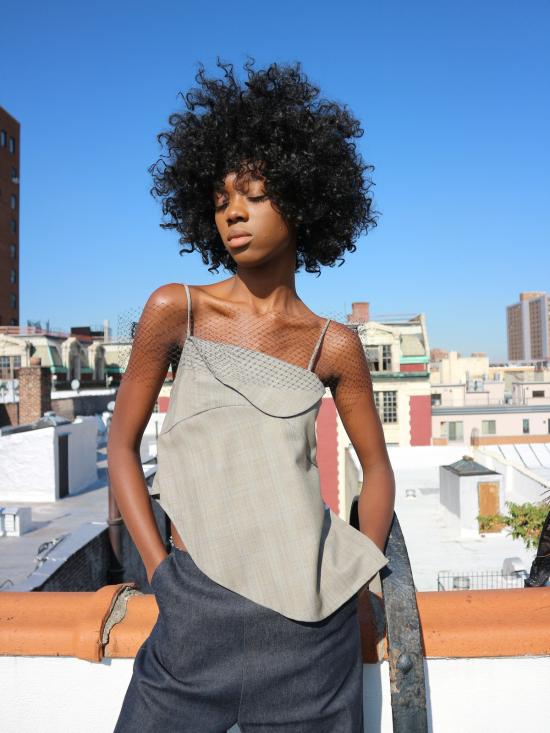  BreeLayne 블라우스 브리 레인 네트 크로스오버 숄 블랙