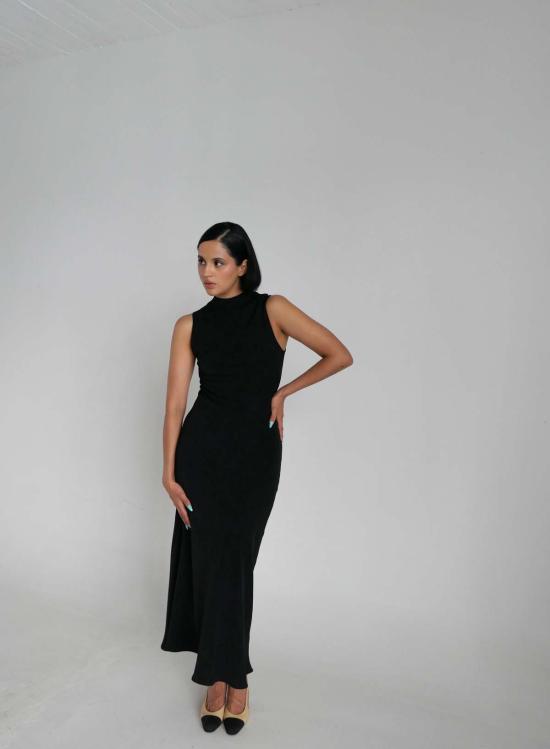  Sloan 롱 원피스 슬론 바이어스 크레이프 드레스 블랙