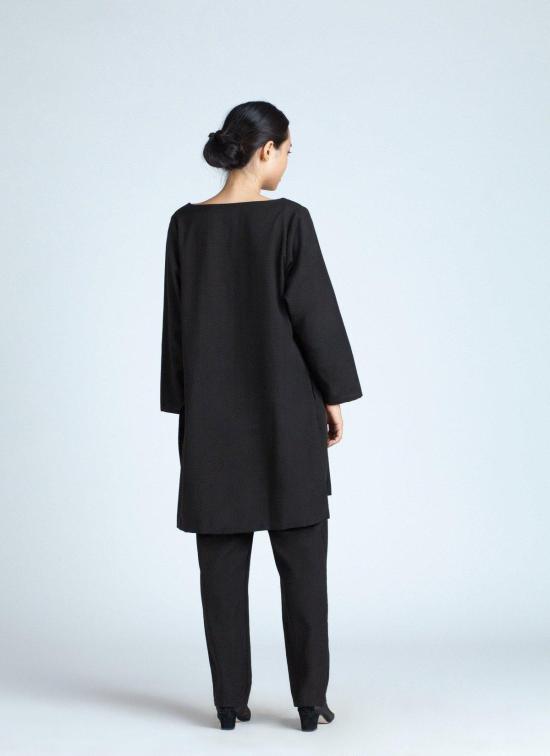  KAAREM 튜닉 Kaarem Mun 와이드 넥 사이드 슬릿 탑 - OTHER BRANDS