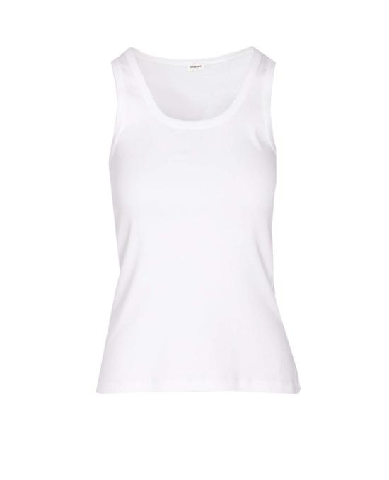  생로랑 민소매 티셔츠 로고 탱크탑 화이트