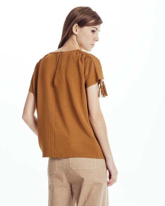  세순 블라우스 누에보 멕시코 자수  앰버 골드 - SESSUN