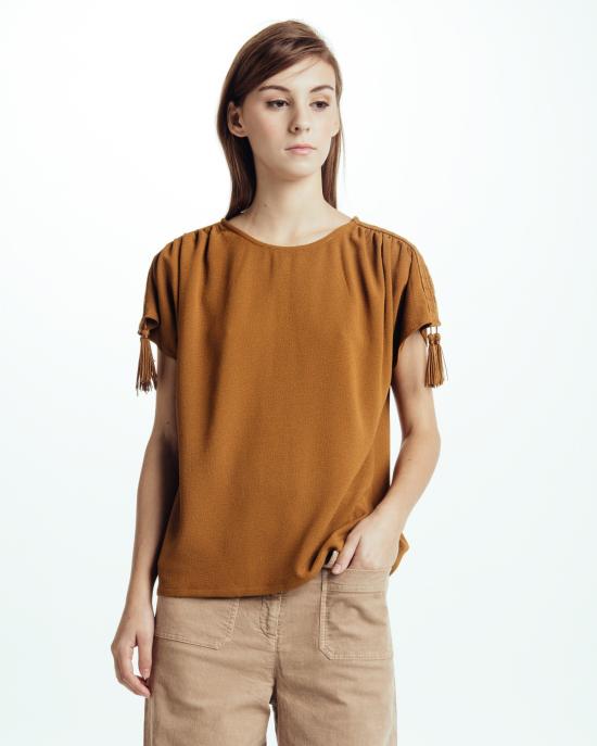  세순 블라우스 누에보 멕시코 자수  앰버 골드