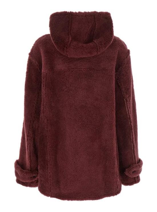  마르니 코트 후드 퍼 재킷 (버튼 및 로고 패치 포함) 브라운 - MARNI