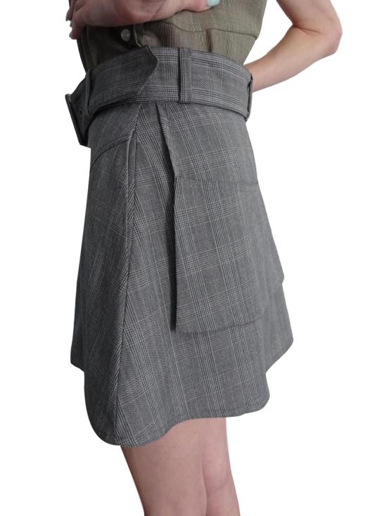  샌디리앙 숏 스커트 Sandy Liang Ilana 스커트 그레이 체크 - SANDY LIANG